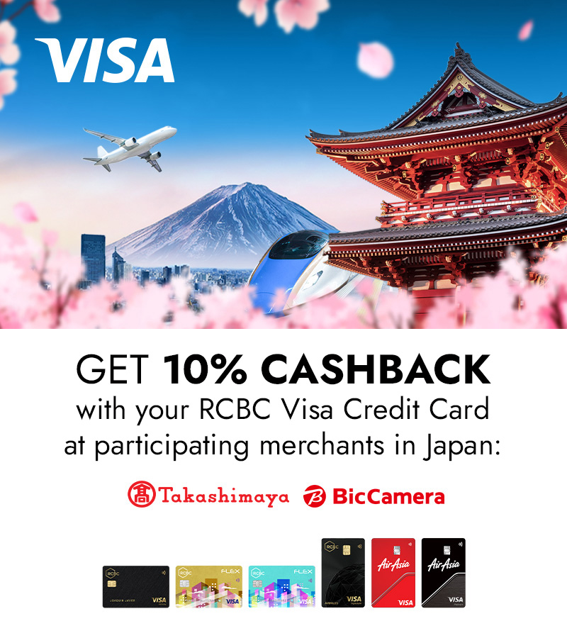RCBC Visa Exclusive: 10% CASHBACK at Takashimaya and BicCamera in Japan | RCBC Credit Cards official promo image